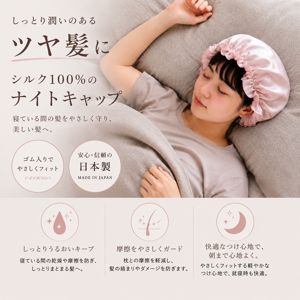 シルクナイトキャップ　つるつるタイプ