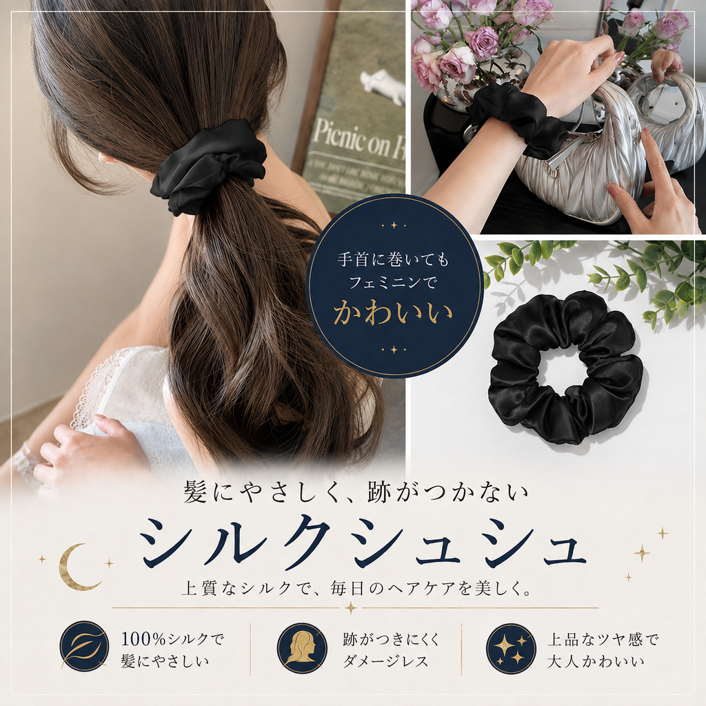シルク100%シュシュ